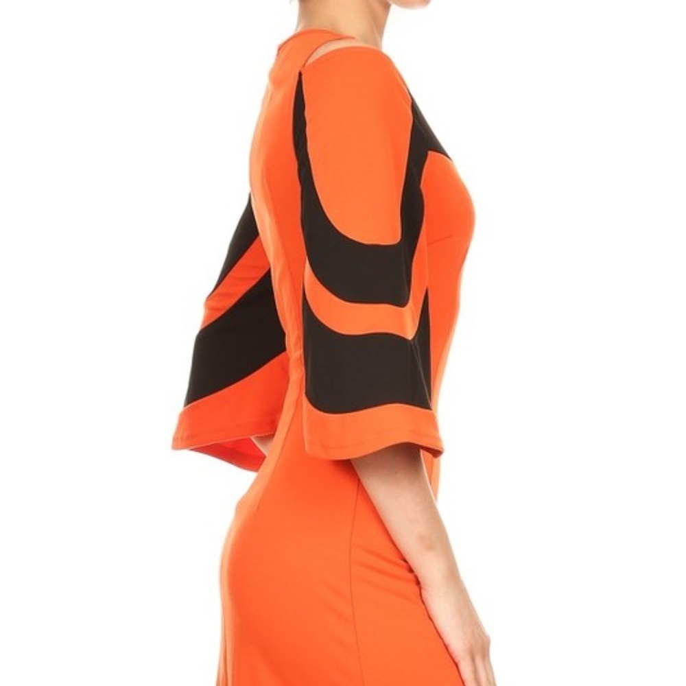 ☺ Colorblock Cold Shoulder Dress - Picture 5 of 5
